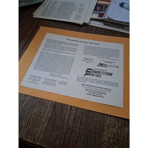 Vintage Jeff Littleton 1967 Nova World's Fastest Drag Car 8x10 Promo Photo NHRA - Picture 2 of 2